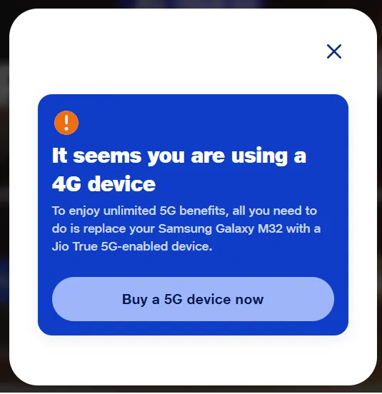 jio 5g device verification result